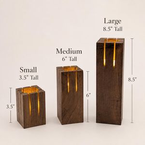 Porte-bougie rectangulaire en bois de style rustique, résistant à la chaleur, fait à la main, en bois naturel, centre de table de Noël - Product Image 5