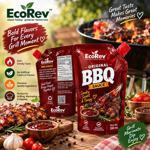EcoRev Original BBQ Sauce 350ml <b>Reusable</b> PP Plastic Spout <b>Pouch</b> Made with Natural Ingredients No Artificial Colors or Flavors - Product Image 6