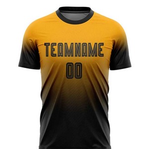 Conjunto de Camiseta y Pantalones Cortos de Fútbol Personalizados para Hombre, Degradado Amarillo y Negro, Impresión Sublimada, Absorbe la Humedad, 100% Poliéster, Corte Regular - Product Image 5