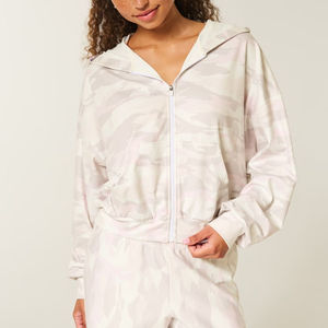 Sudadera con Capucha y Cremallera para Mujer, Manga Larga, Oversize, Estampada, Transpirable, de Poliéster Tejido, Ropa Casual de Primavera - Product Image 1