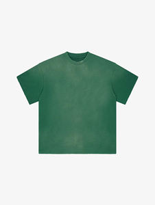 Camiseta de hombre estilo urbano retro 2025 con efecto desgastado por el sol, lavado ácido, personalizada, vintage, 100% algodón, tejido ligero y desgastado - Product Image 5