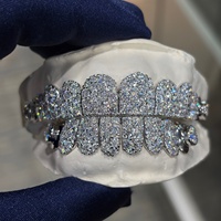 Grillz dentaire unisexe en argent S925, 100% testé au testeur de diamants, Moissanite taille brillant VVS, sertissage mosaïque étoile galaxie, micro-incrustation