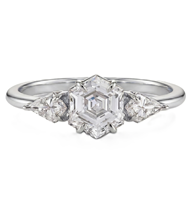 Bague de mariage en or massif 10K 14K 18K avec trois diamants hexagonaux de laboratoire certifiés IGI, couleur DEF, clarté VS VVS, vente en gros
