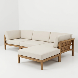 Garden Sofas Teak Wood Patio Sofa Modular Sectional Outdoor Couch Set Weatherproof Exterior Wood <b>Settee</b> Deep Seating <b>Cushions</b> - Product Image 4