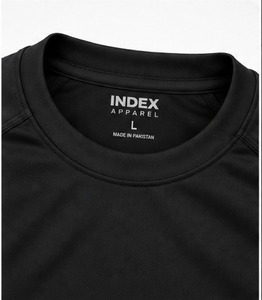 Camiseta de Manga Corta Negra para Hombre, Corte Regular, Cuello Redondo, Secado Rápido, Tejido de Punto, Estampado Frontal, Estilo Casual, Marca Index Apparel - Product Image 3