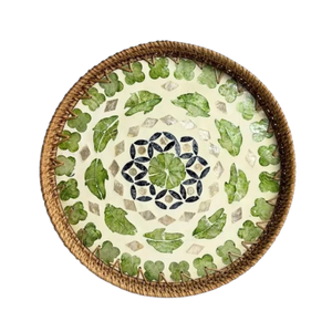 Plateau en rotin fait main avec incrustation de nacre pour la décoration de table, en provenance du Vietnam - Product Image 1