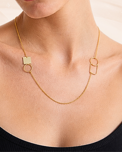 Unisex 18K Gold Plated Brass Geometric Pendant <b>Necklace</b> Minimalist <b>Box</b> Chain Daily Wear <b>Jewelry</b> - Product Image 2