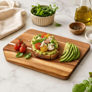 Square Acacia Cutting Board Set Two Sizes Rounded <b>Corners</b> Kitchen HORECA OEM Custom Vietnam - Product Image 6