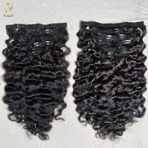 Extensions de cheveux naturels ondulés noirs vietnamiens vierges à double trame faites à la main, 8-34 pouces, vraies extensions à clips sans couture, cheveux humains épais et doux - Product Image 1