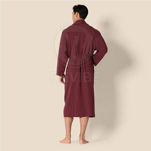 Peignoir pour homme de qualité supérieure, en tissu éponge doux et confortable, idéal pour la détente à la maison, design classique et tendance, 100% coton, manches longues, poches - Product Image 2