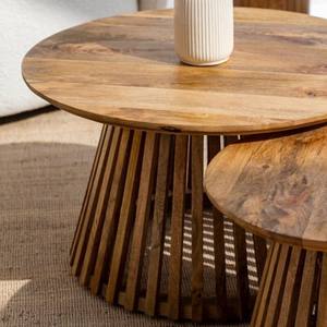 Mesa de Centro Redonda de Madera Vandana Zenova Orion para Interiores de Sala de Estar Moderna - Product Image 2