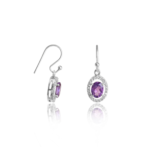 Boucles d'oreilles pendantes élégantes en améthyste faites à la main, en argent sterling 925, pour femmes et jeunes filles, idéales pour les mariages et les fêtes - Product Image 2