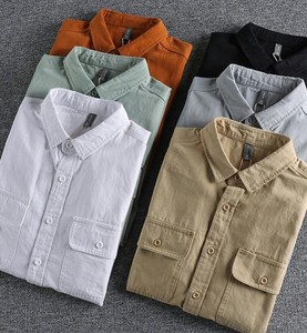 Chemise en flanelle à manches longues pour homme personnalisable, 100% coton, décontractée, unie, respirante, écologique, séchage rapide, coupe ample, automne - Product Image 3