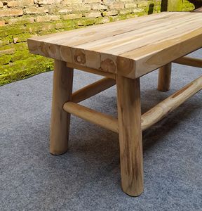 Mesa de Centro Rectangular 80x40x40 de Madera de Teca Sólida con Acabado Natural Modelo TAB48 - Product Image 4