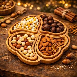 Plateau de service élégant en bois en forme de cœur pour chocolats et noix, couleur unie, fait main, design moderne et minimaliste, vaisselle et assiettes - Product Image 6