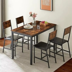 Luxury Royal 6-Person Modern Rectangle Commercial <b>Dining</b> <b>Table</b> Teak Wood 6 Chair Set Eco Friendly Durable Easy Restaurant Sets - Product Image 1