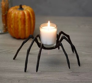 Portavelas de Metal con Forma de Araña, Decoración de Halloween para Interiores, Color Negro, con Luz, para Adultos - Product Image 6