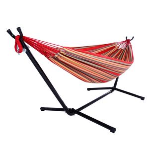 Modern Outdoor Polyester <b>Hammock</b> Set Red Portable with Stand Adjustable Steel Features for Farmhouse Park Other Outdoor Spaces - Product Image 5