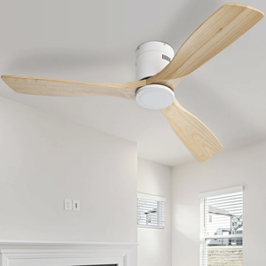 Ventilatore da soffitto da 52 pollici con 3 pale in legno massello naturale, motore DC reversibile silenzioso e telecomando per soggiorno - Product Image 6