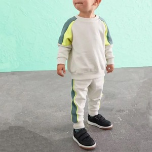 Ensemble de survêtement pour garçons avec blocs de couleur, sweat-shirt à col rond et manches longues, pantalon à cordon de serrage, vêtements décontractés d'hiver, 100% coton - Product Image 6