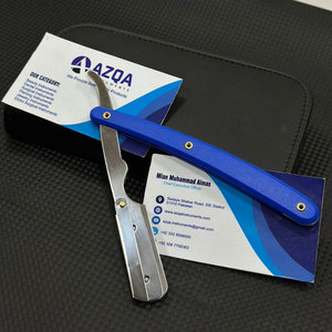 Navaja de Afeitar Clásica Azul de Hoja Recta, Plegable, de Acero Inoxidable, Herramienta de Afeitado para Barberos y Uso Doméstico - Product Image 6