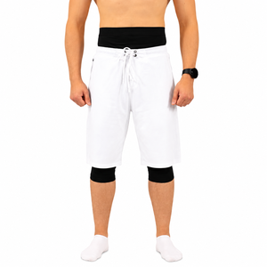 Short de bain tricoté à cordon de serrage pour homme, séchage rapide, longueur genou, couleur unie, pour sports d'été, gym et natation - Product Image 5