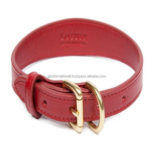 Collar de perro de cuero superventas de alta calidad en tres colores vibrantes y herrajes de latón macizo hecho a mano Collar para perro mascota - Product Image 5