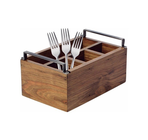 Artisan Wooden Cutlery Holder <b>Caddy</b> with Divided Compartments for Organized Table Service - Product Image 1