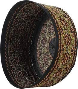 Handmade Muslim Kufi Cap for Men Soft Cotton Prayer Hat <b>Islamic</b> Wear Supplier Stretchable Stripes Eco-Friendly - Product Image 3