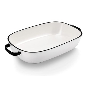 Hot Selling High Quality <b>Black</b> Metal Iron Enamel Serving Tray With Handles Iron Tray For Home Decor Serving Serving Accessory - Product Image 4