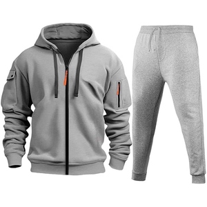 Conjunto Deportivo Unisex de Invierno con Forro Polar, Transpirable, de Algodón, con Sudadera con Cremallera Completa y Pantalones Deportivos con Bolsillos, para Correr, Cálido - Product Image 6