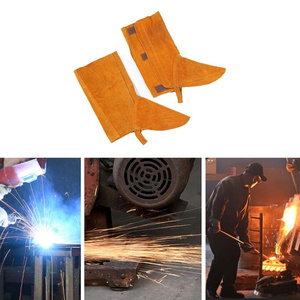 Cowhide Split Leather Heavy Duty Welding Shoe Cover Abrasion Resistant Firefighting Construction Gaiter Safety Clothing - Product Image 6