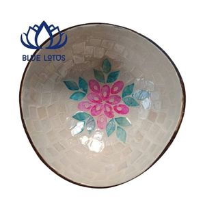 Bol en noix de coco mosaïque de perles vietnamien fait main de qualité supérieure, design classique, compatible lave-vaisselle, pour la décoration intérieure - Product Image 1