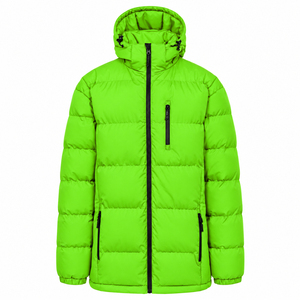 Casual Winter Coat Regular Fit High Street Reversible Waterproof <b>Men's</b> Windproof Zipper Closure Thick Solid Color Cotton Jacket - Product Image 1