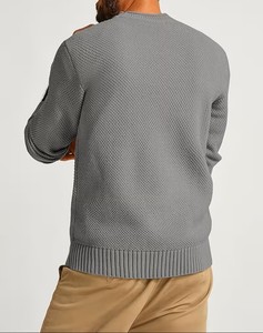 Pull tricoté simple pour homme, manches longues, coupe classique, décontracté, polyvalent, doublé, uni, vintage, hiver, effet délavé - Product Image 2