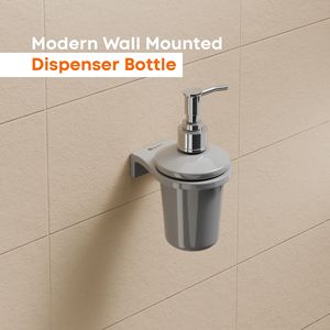 Dispensador de Jabón Líquido de Cerámica Montado en Pared, Organizador de Baño Cromado, Botella con Bomba para Loción Gris, Juego de Accesorios de Baño - Product Image 3