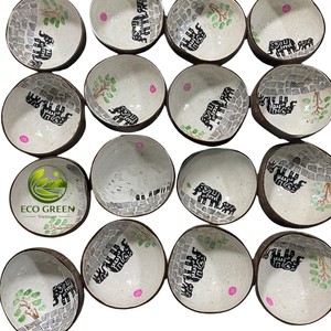 Handmade Coconut Shell Bowl with Mother Pearl Inlay Eco-Friendly Sustainable Kitchenware Chinese New Year Gift Vietnam Supplier - Product Image 3