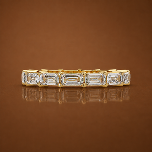 Anillo de Eternidad Completo con Diamantes al por Mayor, Corte Esmeralda, Cultivados en Laboratorio, 1.40 Quilates TW, Chapado en Rodio, Oro Sólido de 14K, Anillos de Boda Nupciales - Product Image 1