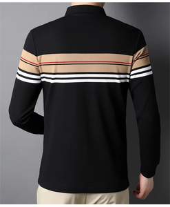 Polo à manches longues pour homme de haute qualité, décontracté, 100% coton, confortable et respirant, couleurs unies, coupe classique, idéal pour l'été - Product Image 2