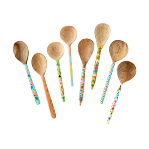 Ensemble cuillère et fourchette en bois imprimé style bohème avec manche à motif floral pour la maison, les hôtels et les fêtes - Product Image 5
