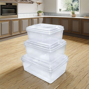 Contenedor de Alimentos Rectangular Transparente, Caja de Plástico Resistente para Preparación de Comidas con Tapa Segura para Almacenamiento en Restaurantes y en el Hogar - Product Image 2