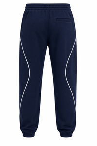 <b>Men's</b> Black Cotton Sweatpants With <b>White</b> Side piping Casual Joggers Mid Waist Regular Fit Autumn Wear <b>mens</b> <b>trousers</b> - Product Image 4