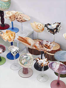 แก้วไวน์เปลือกหอยธรรมชาติ งานแฮนด์เมด สไตล์ชายหาด ของตกแต่งบนโต๊ะ - Product Image 6