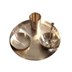 Service de table en laiton pour mariage, vaisselle traditionnelle indienne Thali, assiette, bol, cuillère, tasse, vaisselle en gros pour hôtels - Product Image 3