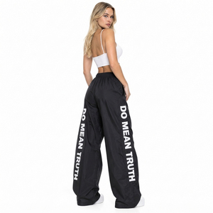 Women Wide Leg Windbrekaer Pants Custom Printed Lightweight Nylon <b>Trousers</b> Elastic Waist Street Style <b>Waterproof</b> Rain Pants - Product Image 3