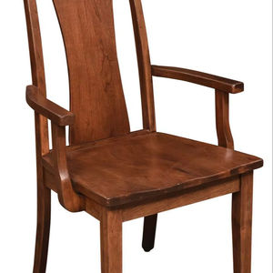 Silla de comedor de madera maciza de gran calidad con respaldo alto, muebles tradicionales de madera dura para cocina y restaurante en oferta. - Product Image 1