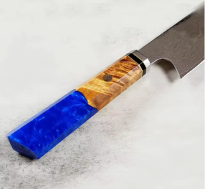 Couteau de chef LEGACY BLADES en acier Damas forgé à la main, 8-9,9 pouces, ambidextre, style moderne, manche en résine bleue, logo personnalisé OEM - Product Image 2