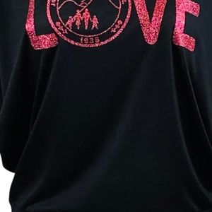 Women's Black <b>Long</b> <b>Sleeve</b> Crew Neck <b>Top</b> with <b>Pink</b> LOVE Emblem Graphic Stylish Casual Fashion Shirt Trendy Everyday Wear Gift - Product Image 6