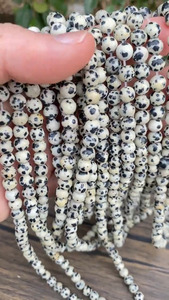 Perles rondes en jaspe dalmatien naturel de 8 mm, perles de pierres précieuses polies pour la fabrication de bijoux et de bracelets, vente en gros - Product Image 5