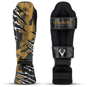 Protège-tibias en cuir PU Venomous Gold Reaper, légers, réglables, personnalisés, protection professionnelle pour MMA et Kickboxing - Product Image 1